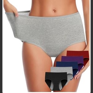 Women's  5 Pack High Waisted Cotton Absorbent Post Partem Briefs